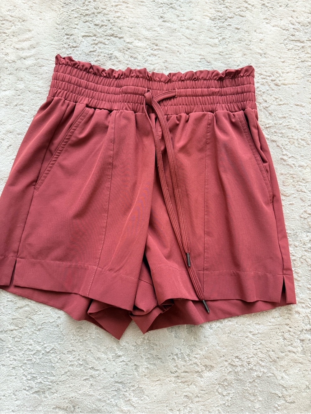 Abercrombie Relaxed High-Waist Paperbag Shorts in Dusty Rose